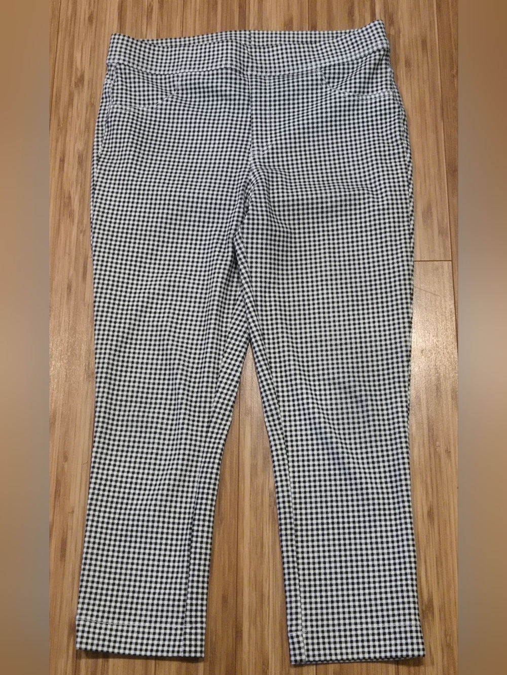 Time & Tru Black & White Gingham Stretch Chinos